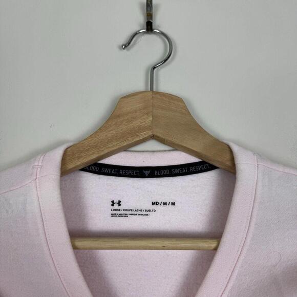 Under Armour Project Rock Sweatshirt Womens Medium Pink Crewneck Pullover Bull - Picture 11 of 11